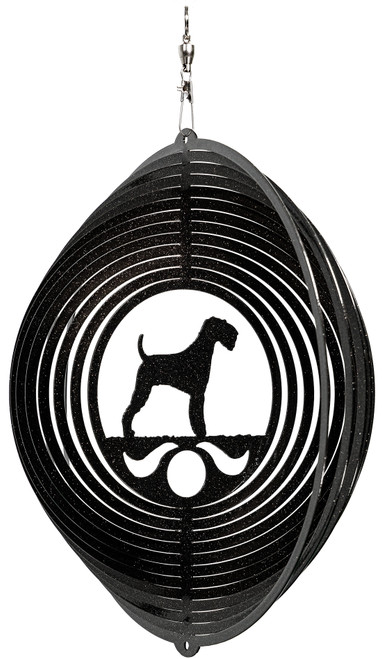 AIREDALE Circle Dog Swirly Metal Wind Spinner