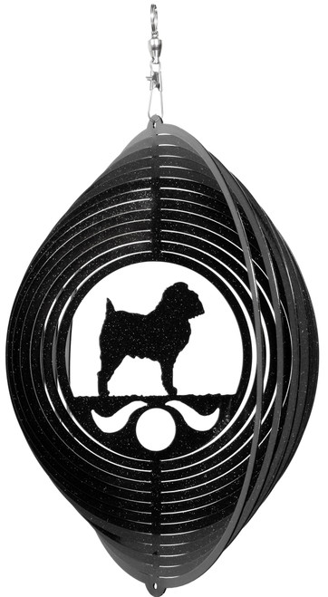 BRUSSELS GRIFFON Circle Dog Swirly Metal Wind Spinner