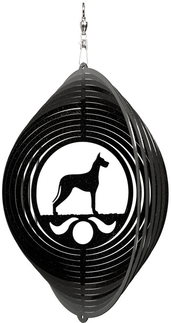 GREAT DANE Circle Dog Swirly Metal Wind Spinner