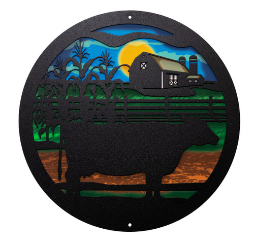 12" FARM MEAT COW Scenic Metal Wall Art Decor
