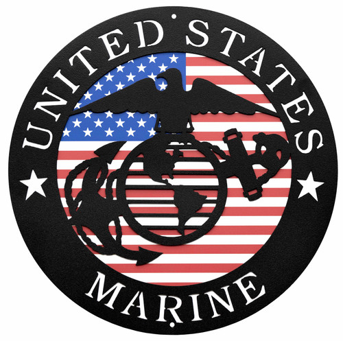 12" US MARINE CORP MARINES USMC Black Scenic Metal Wall Art Decor