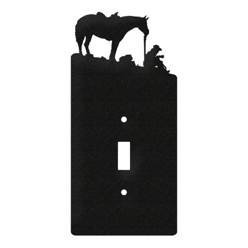 HORSE COFFEE BREAK COWBOY Metal Plate Cover