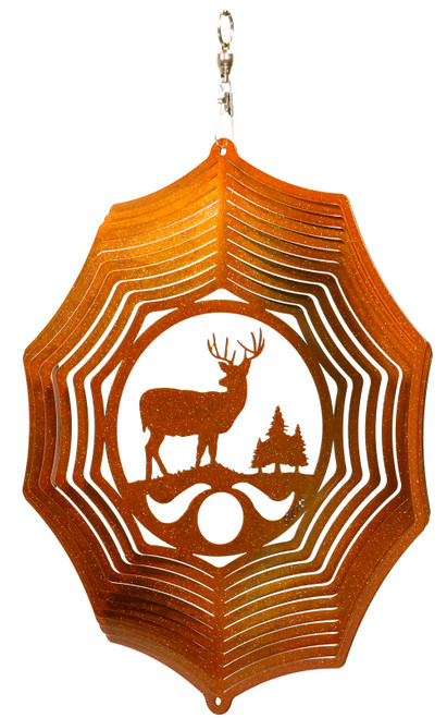 DEER BUCK Web Swirly Metal Wind Spinner