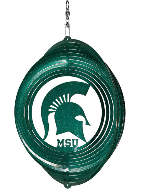 MICHIGAN STATE SPARTANS Collegiate Swirly Metal Wind Spinner