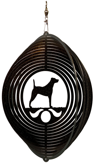 JACK RUSSELL Circle Dog Swirly Metal Wind Spinner