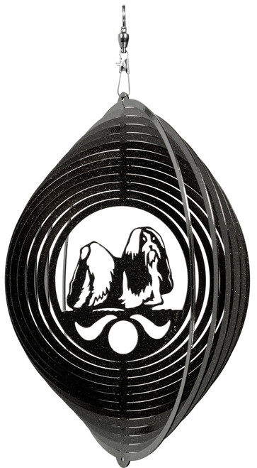 SHIH TZU Circle Dog Swirly Metal Wind Spinner