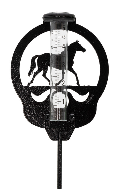 QUARTER HORSE Metal Steel Rain Gauge