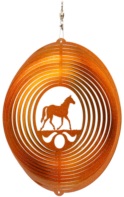 QUARTER HORSE Circle Swirly Metal Wind Spinner