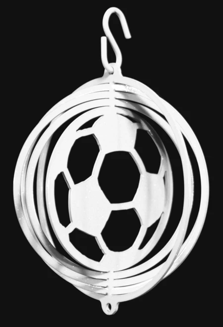 SOCCER BALL Tini Swirly Metal Christmas Tree Ornament