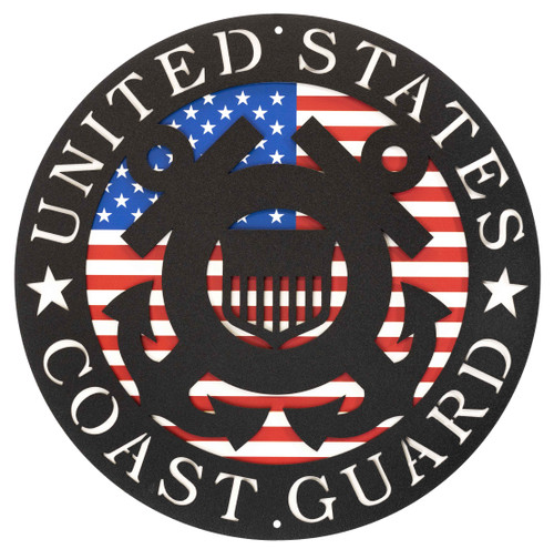 12" US COAST GUARD Black Scenic Metal Wall Art Decor