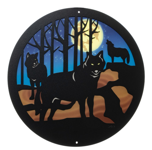 12" WOLF COYOTES Scenic Metal Wall Art Decor