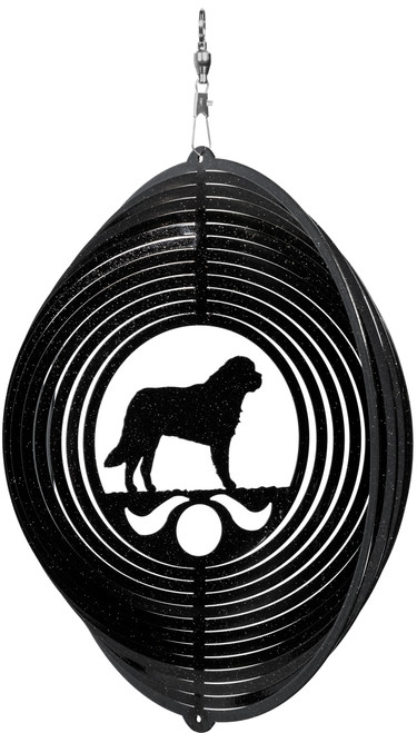 SAINT BERNARD Circle Dog Swirly Metal Wind Spinner