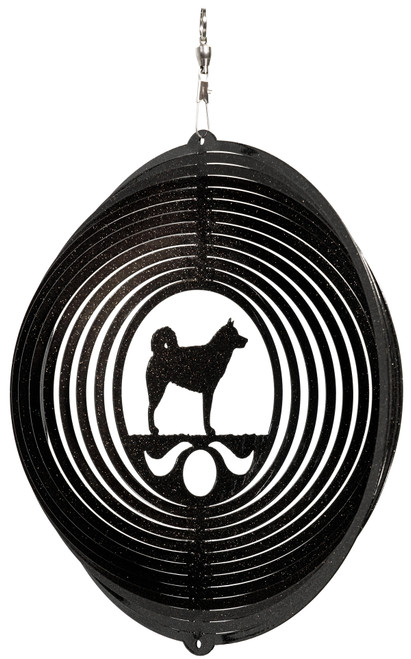 ALASKAN MALAMUTE Circle Dog Swirly Metal Wind Spinner
