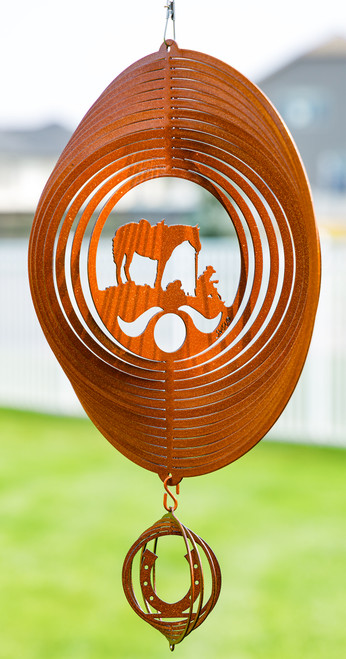COFFEE BREAK Circle Swirly Metal Wind Spinner Combo