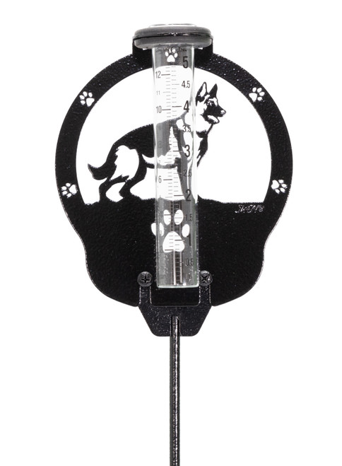 GERMAN SHEPHERD Dog Metal Steel Rain Gauge