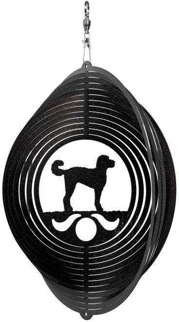 LABRADOODLE Circle Dog Swirly Metal Wind Spinner