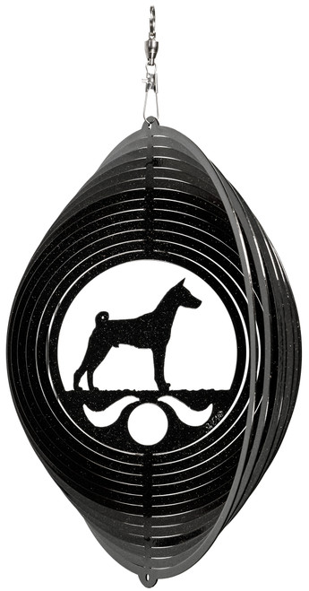 BASENJI Circle Dog Swirly Metal Wind Spinner