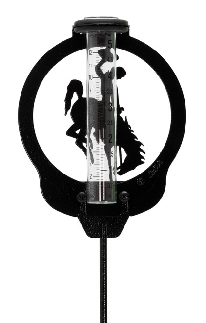 WYOMING BUCKING HORSE Metal Steel Rain Gauge