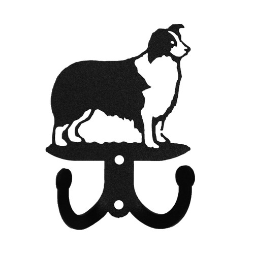BORDER COLLIE Dog Metal Wall Leash Holder Coat Hooks