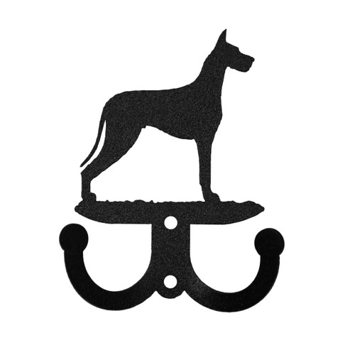 GREAT DANE Dog Metal Wall Leash Holder Coat Hooks