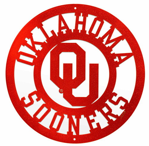 12" OKLAHOMA SOONERS Collegiate Logo Metal Wall Art Decor