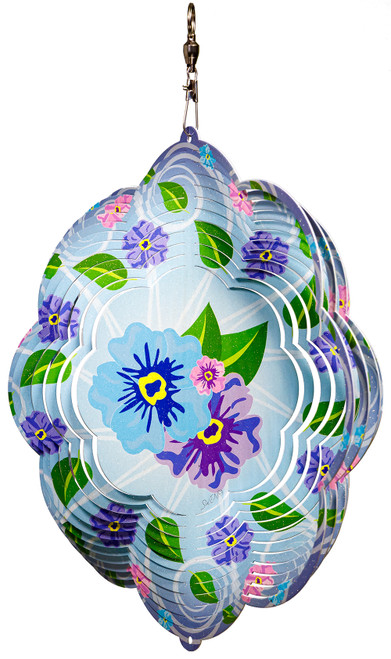  PANSY FLOWER Cloud Swirly Metal Wind Spinner 