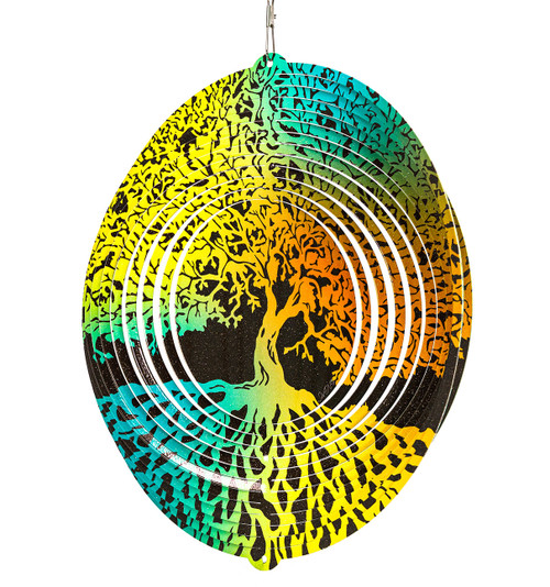 TREE OF LIFE Circle Swirly Metal Wind Spinner