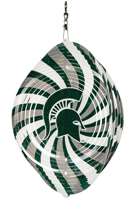 MICHIGAN STATE SPARTANS Collegiate Swirly Multi Color Metal Wind Spinner