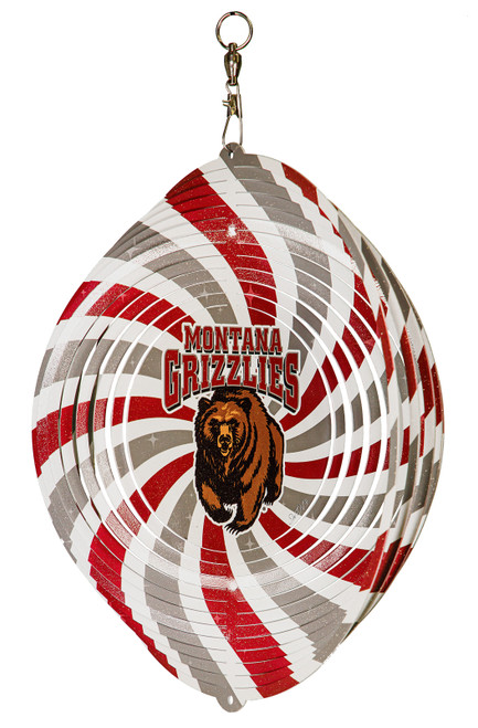 MONTANA GRIZZLIES Collegiate Swirly Multi Color Metal Wind Spinner