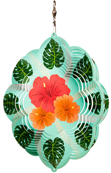 HIBISCUS FLOWER Cloud Swirly Metal Wind Spinner