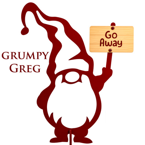 GNOME Maroon "Grumpy Greg" Metal Yard Stake 