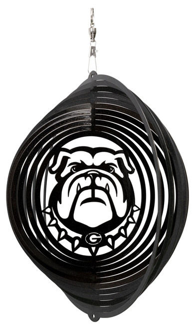 GEORGIA BULLDOGS MASCOT Collegiate Swirly Metal Wind Spinner