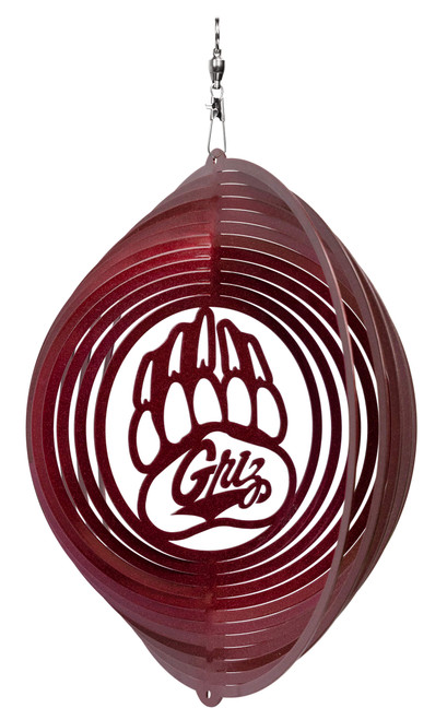 MONTANA GRIZZLIES PAW Collegiate Swirly Metal Wind Spinner