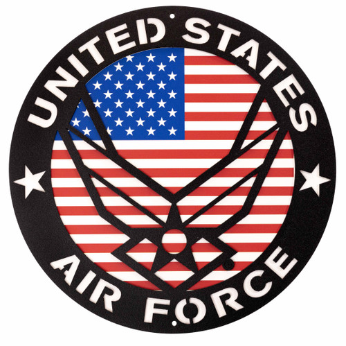 12" US AIR FORCE WINGS Black Scenic Metal Wall Art Decor