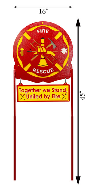 FIRE RESCUE Scenic Metal Yard Sign