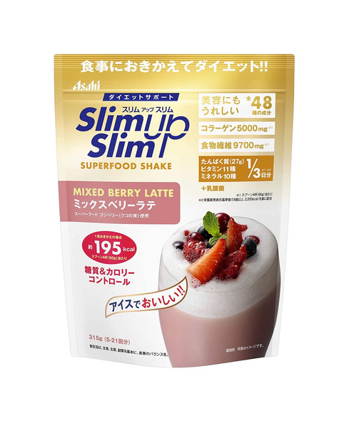 Asahi Slim Up Slim Superfood Shake Mixed Berry Latte Латте с пробиотиками и ягодами