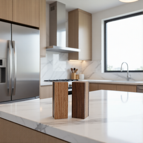 Modern Hardwood Salt and Pepper Shakers