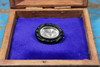 Jet Mourning Brooch With Hair/Engraved Silver Back