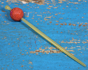 Vintage Chinese Carved Cinnabar Hair Pin