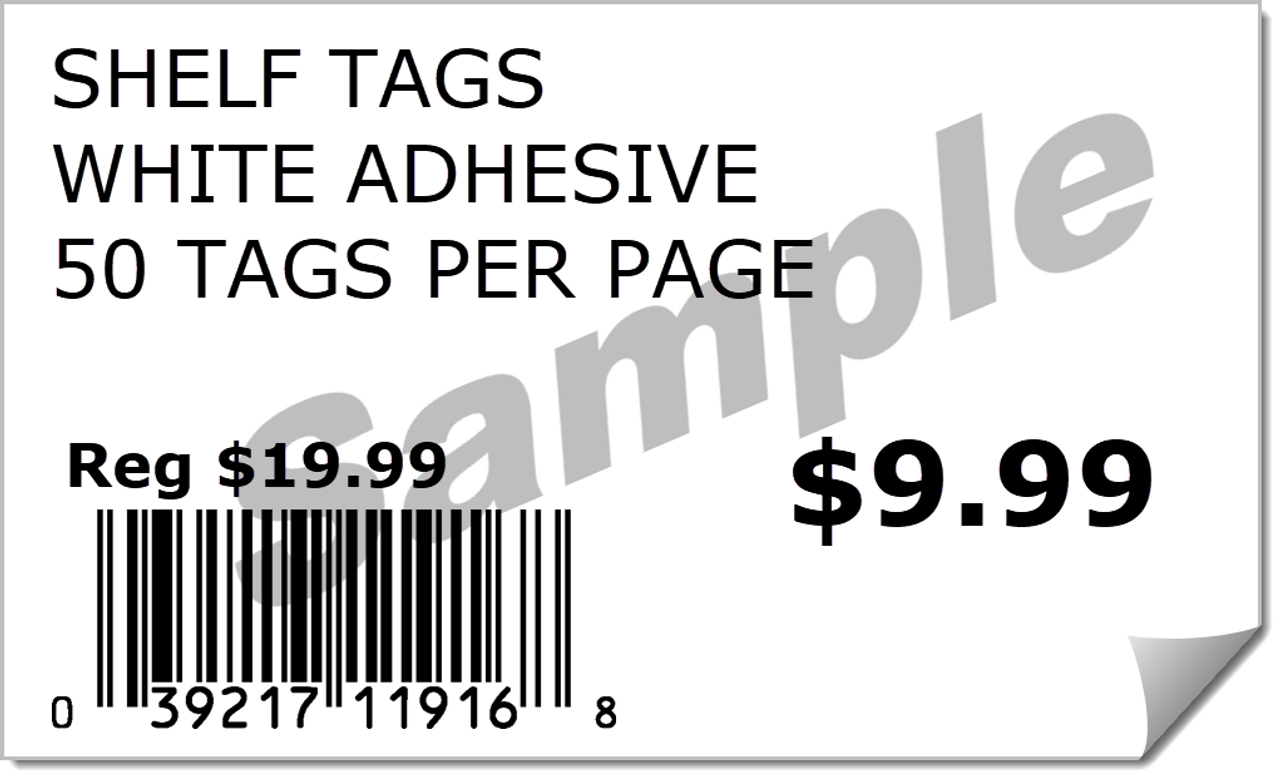 FREE SHIPPING! Shelf Tags WHITE Adhesive Price Tags, Count 50 per page  (Box of 100) Retailer Warehouse