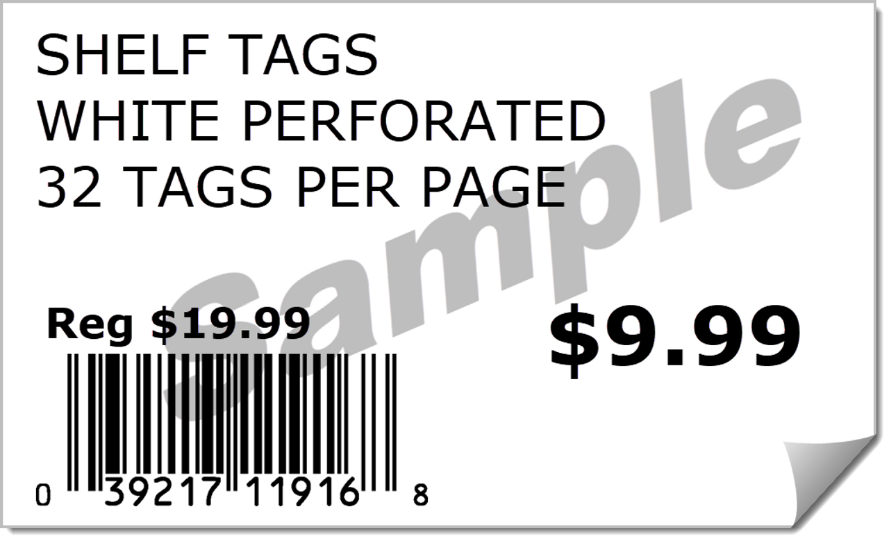 FREE SHIPPING! - Shelf Tags - WHITE Perforated Price Tags, Count 32 per  sheet (3200 Labels, 100 Sheets)