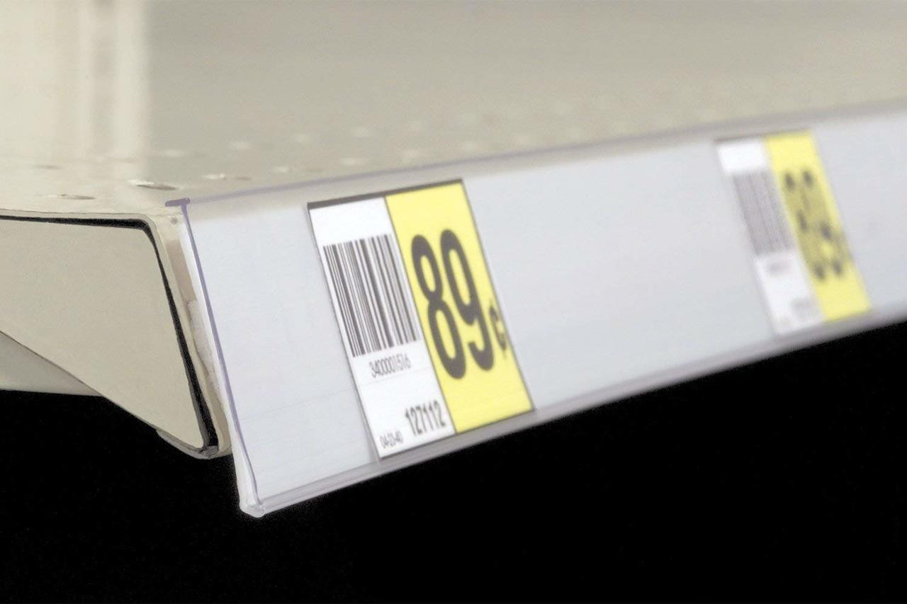 25 Shelf Pricing Label Holding Strips – Stick-On Retail Clear Strips For Price Tag Display