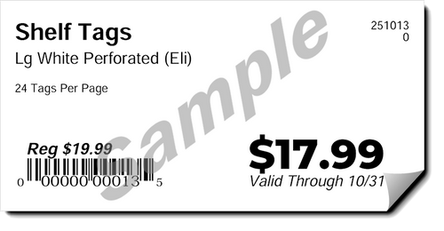 FREE SHIPPING! - Shelf Tags - ELi QR Code Smart Shelf Tag Compatible/Larger - WHITE Perforated Price Tags, Count 24 per sheet (2400 Labels, 100 Sheets)