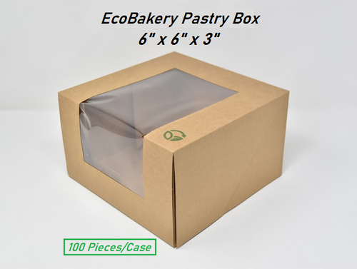 FREE SHIPPING! - EcoBakery Pastry Box 6"x6"x3" (Case of 100)