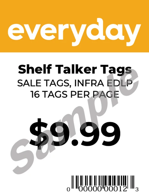 Shelf Talker Tags - EVERYDAY INFRA Compatible Dual-Use Perforated Adhesive Tags, 16 Per Sheet (4000 Tags, 250 Sheets)