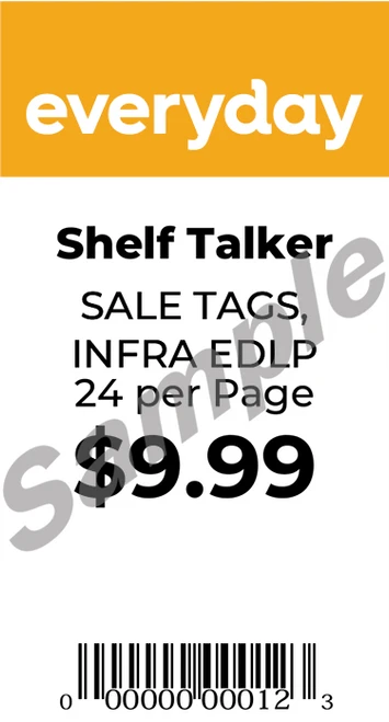Shelf Talker Tags - EVERYDAY INFRA Compatible Dual-Use Perforated Adhesive Tags, 24 Per Sheet (6000 Tags, 250 Sheets)