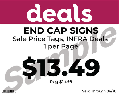 End Cap Signs - DEALS INFRA Compatible Perforated Signs, 1 Per Sheet ...