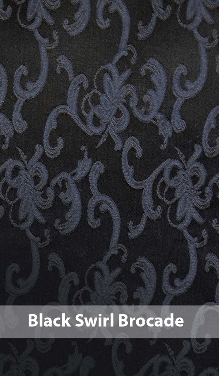 Italian Ribbon-Look Swirl Brocade - Steel Grey / Black / Off-White - Fabric  by the Yard