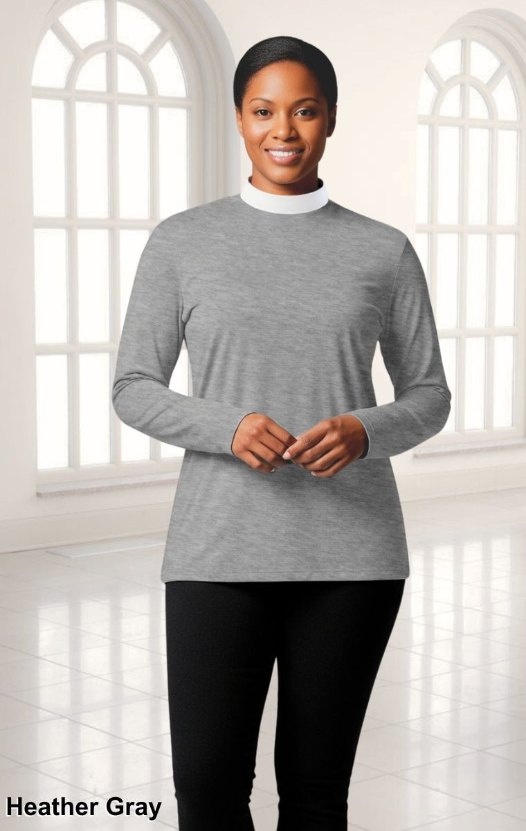 Long Sleeve Knit Shirt with Neckband Collar | Sacred Stitches
