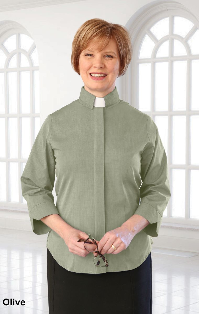 3/4 Sleeve Fitted Shirt with Tab Collar | Sacred Stitches